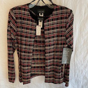 Vintage Xscape Joanna Chen Tank Jacket Set Red Black Gold Glitter Small